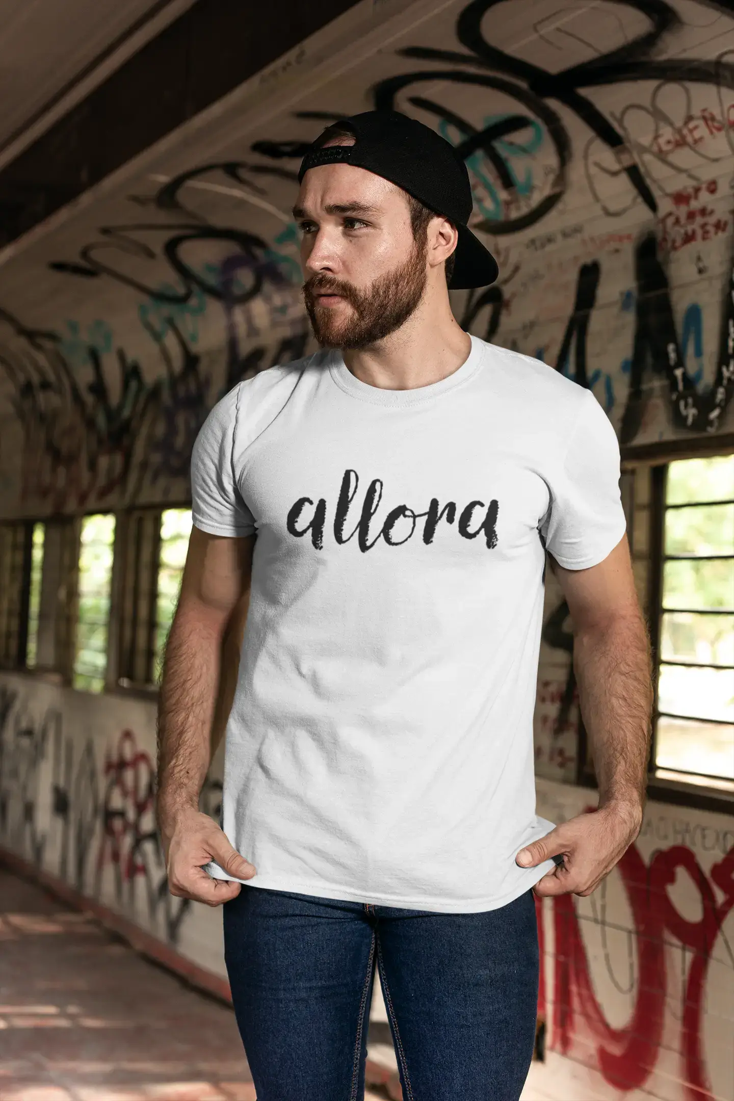 ULTRABASIC - Graphic Printed Men's Allora T-Shirt Denim