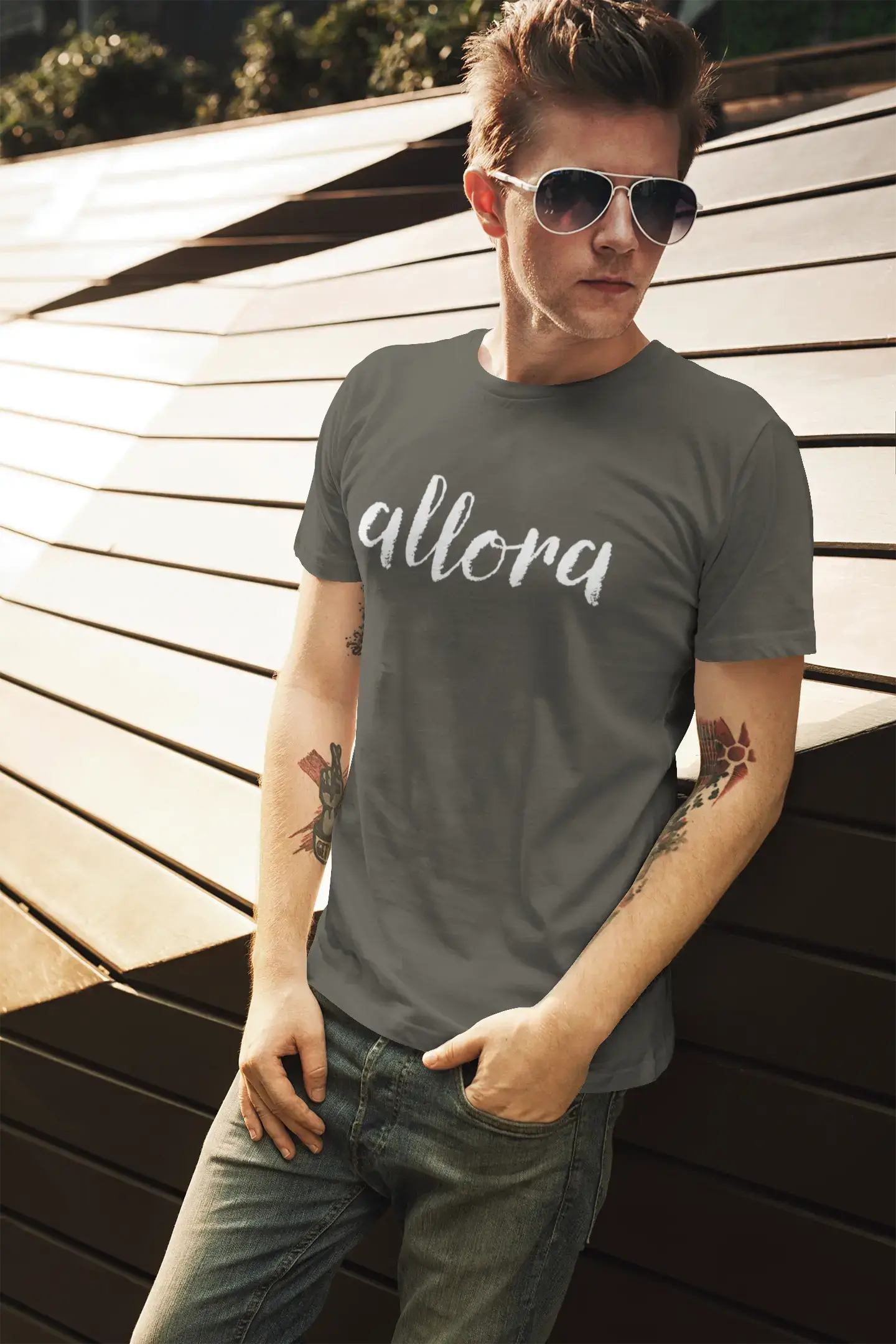 ULTRABASIC - Graphic Printed Men's Allora T-Shirt Military Green