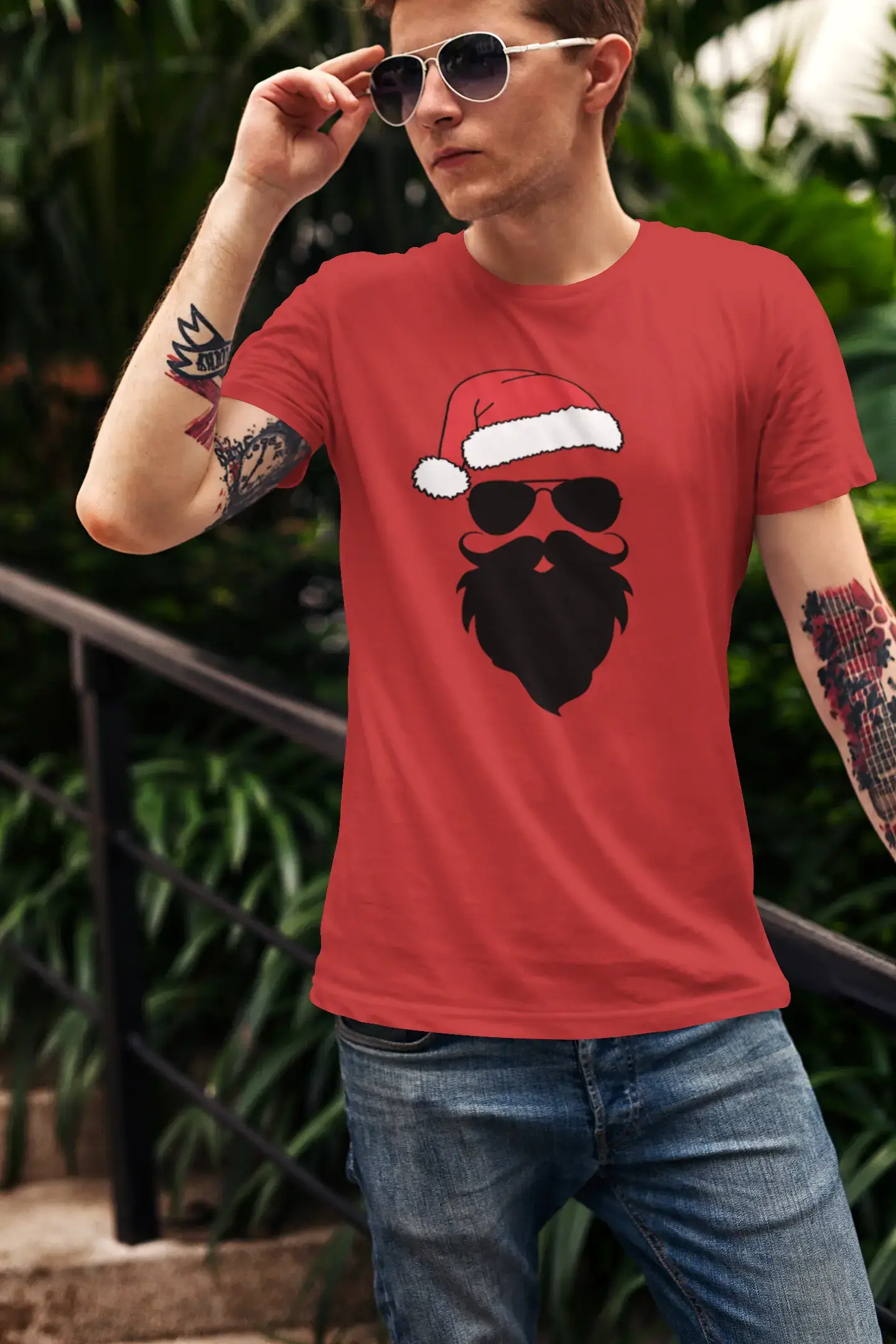 ULTRABASIC - Graphic Men's Funny Santa Cool Christmas T-Shirt Gift Tee White