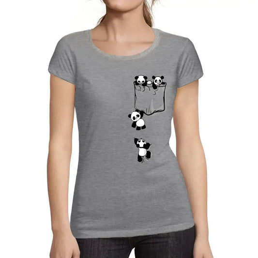 Women's Graphic T-Shirt Organic Cute Pandas In Your Pocket Eco-Friendly Ladies Limited Edition Short Sleeve Tee-Shirt Vintage Birthday Gift Novelty