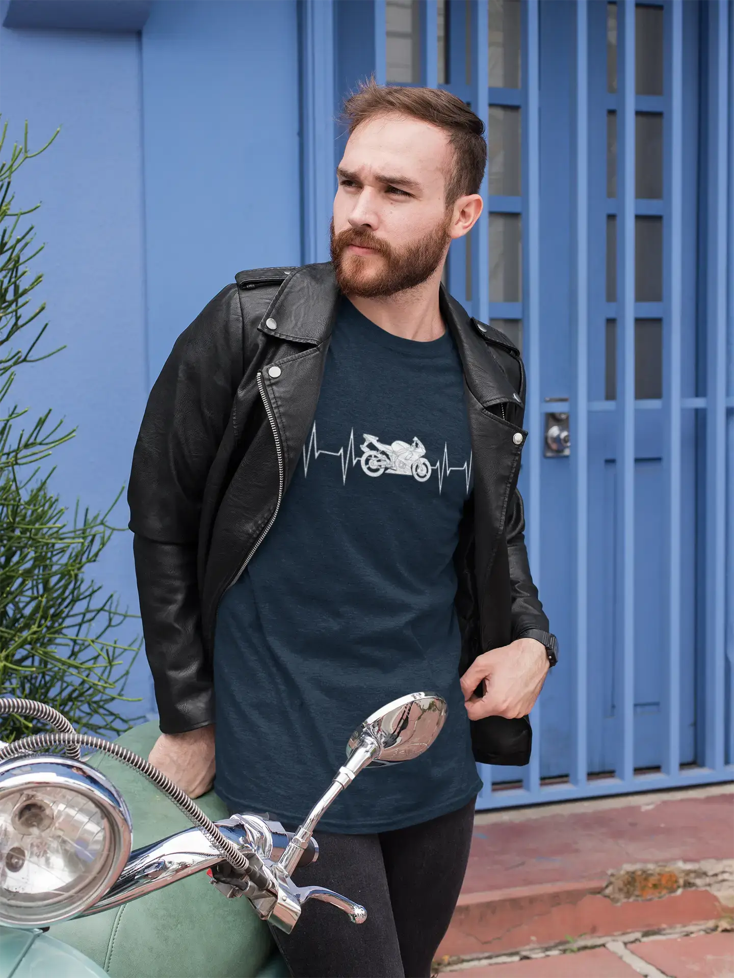 Men's Graphic T-Shirt Motorcycle Heartbeat Gift Idea