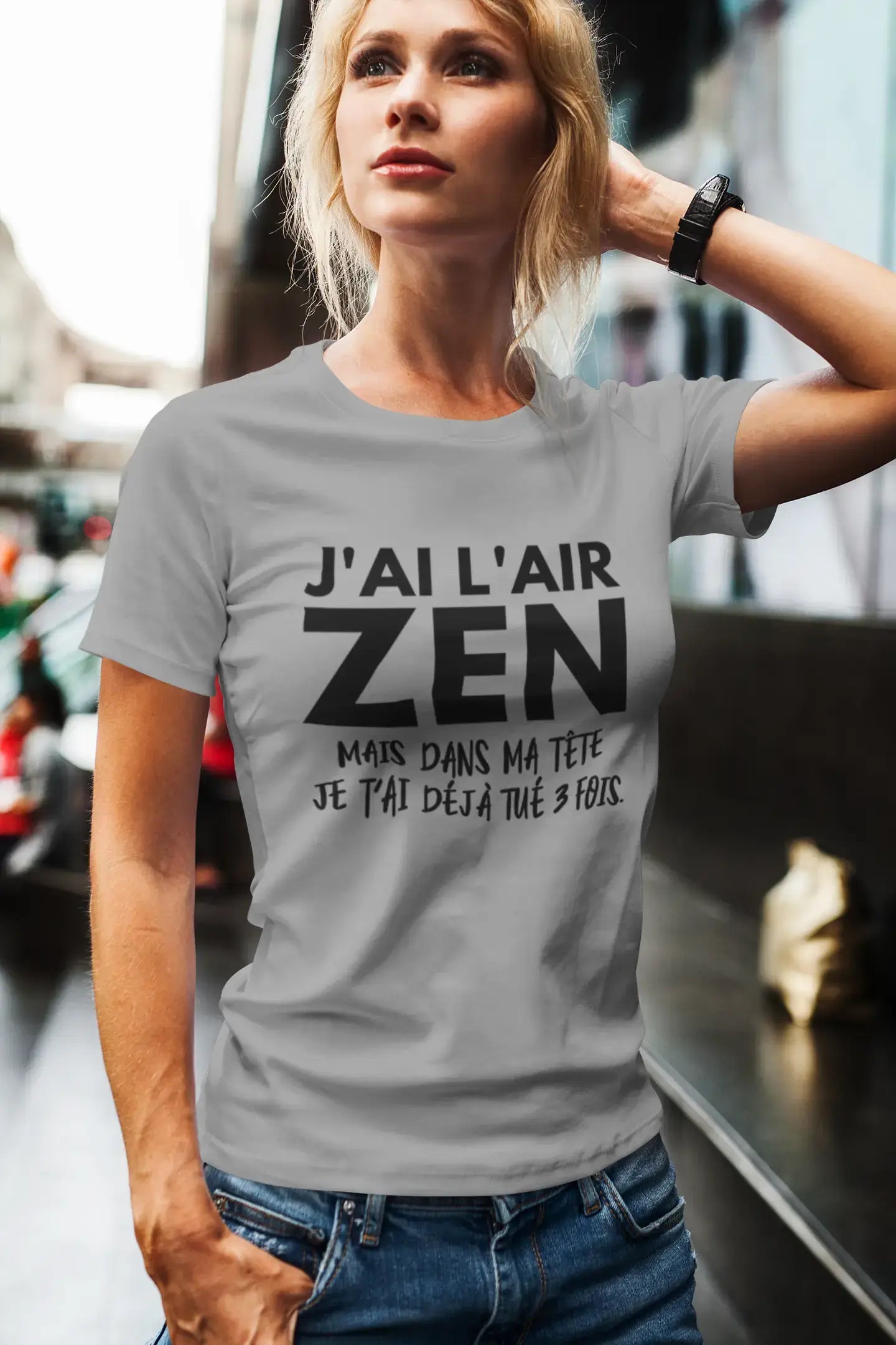 Women's Short Sleeved T-Shirt J'Ai l'air Zen mais dans ma tête