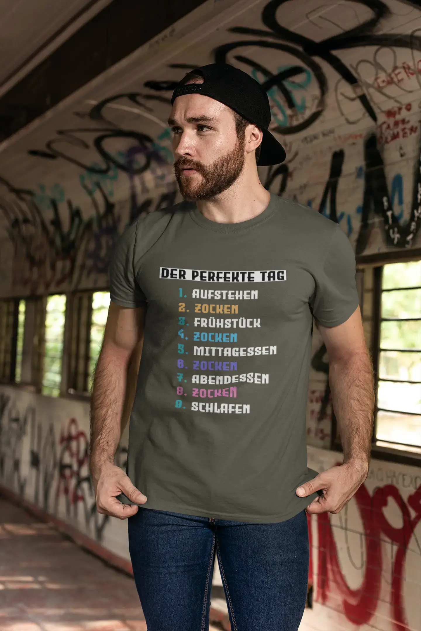 Men’s Graphic T-Shirt Der Perfekte Tag Lustige Zocker Gamer Gaming Military Green Gift Idea