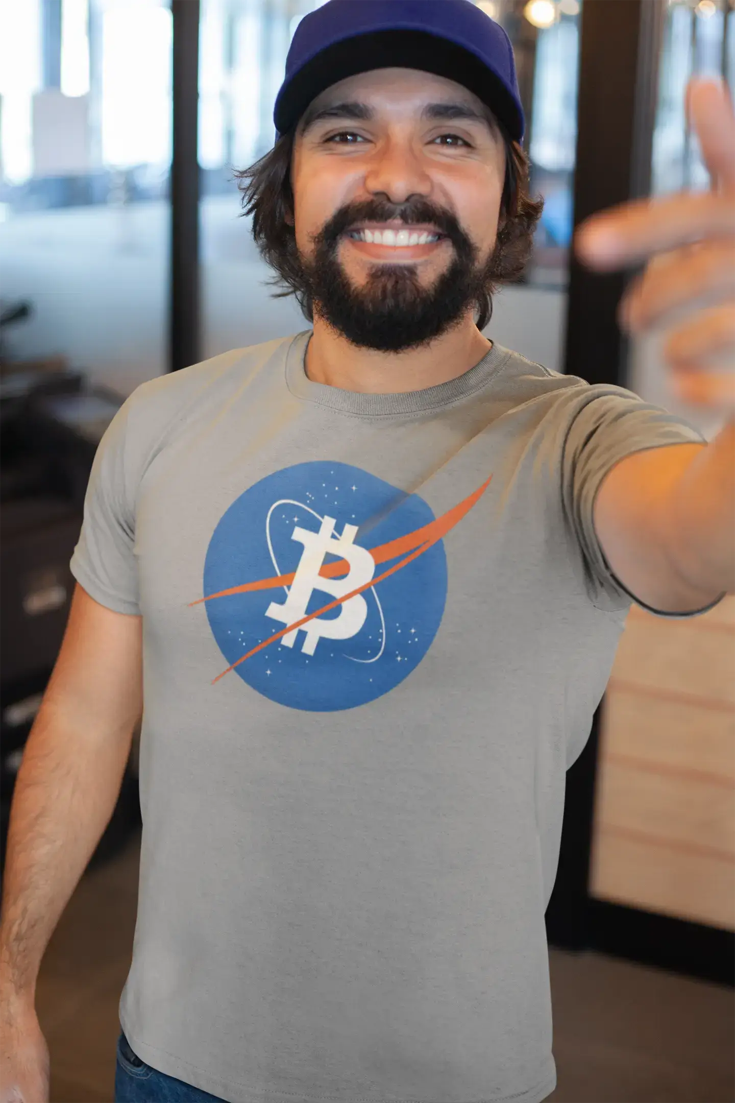 Men’s Graphic T-Shirt Bitcoin BTC NASA Style Vintage White Gift Idea