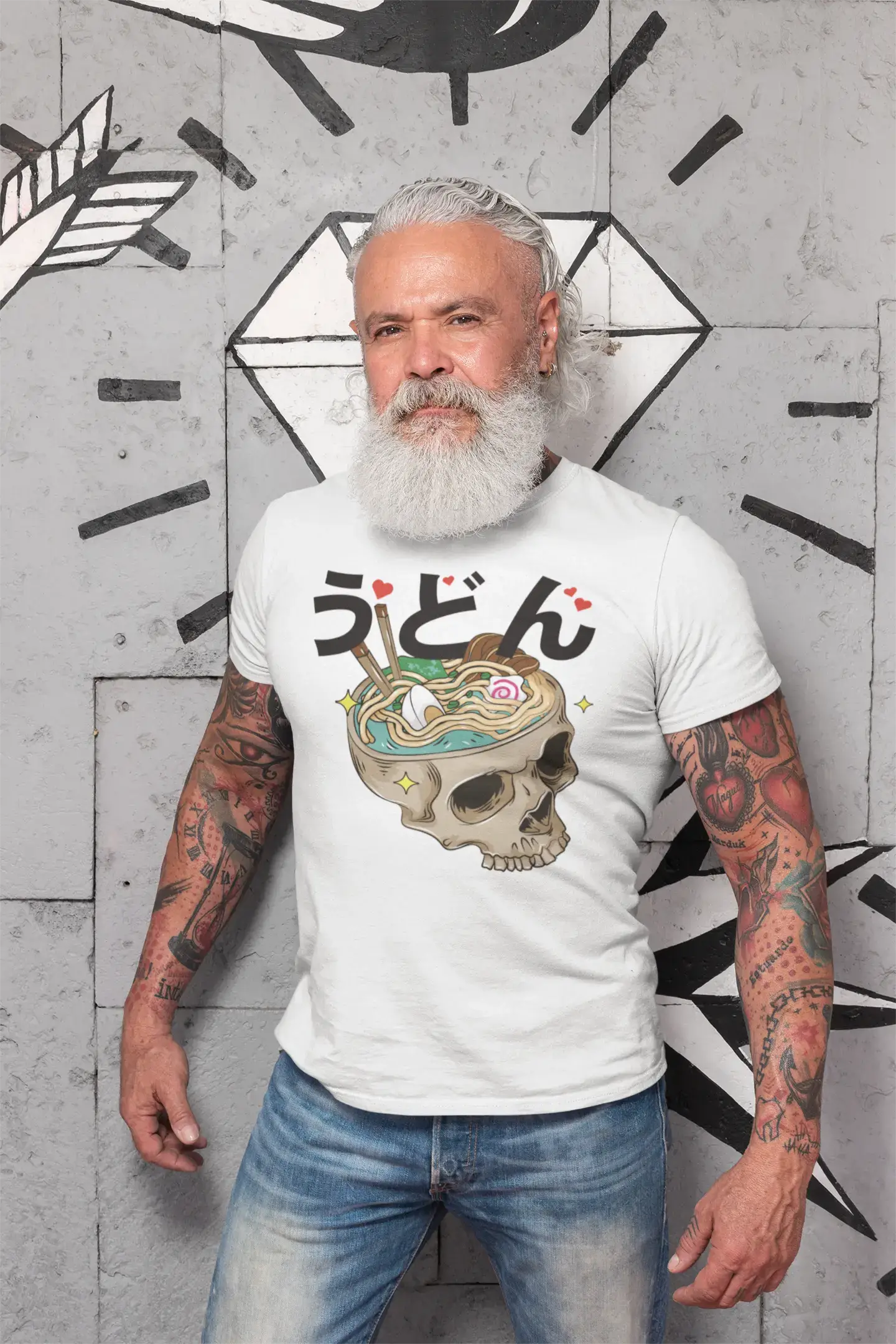 ULTRABASIC Men's Graphic T-Shirt Chinese Food Skull Shirt - Funny Halloween Tee