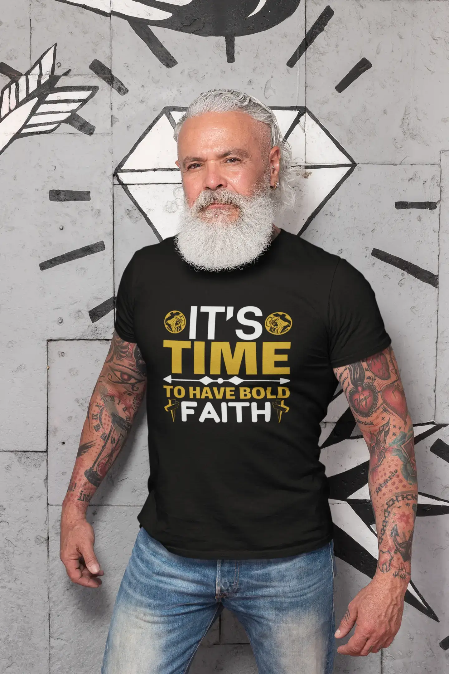ULTRABASIC Men's T-Shirt It's Time to Have Bold Faith - Christian Religious Shirt