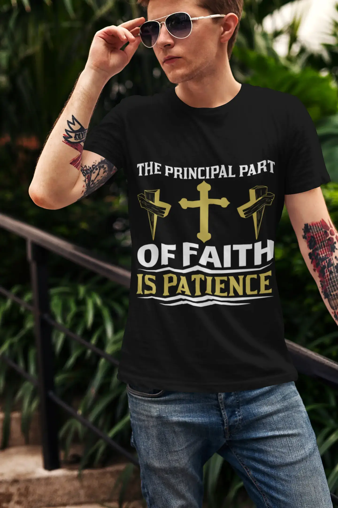 ULTRABASIC Men's T-Shirt The Principal Part of Faith is Patience - Religious Shirt