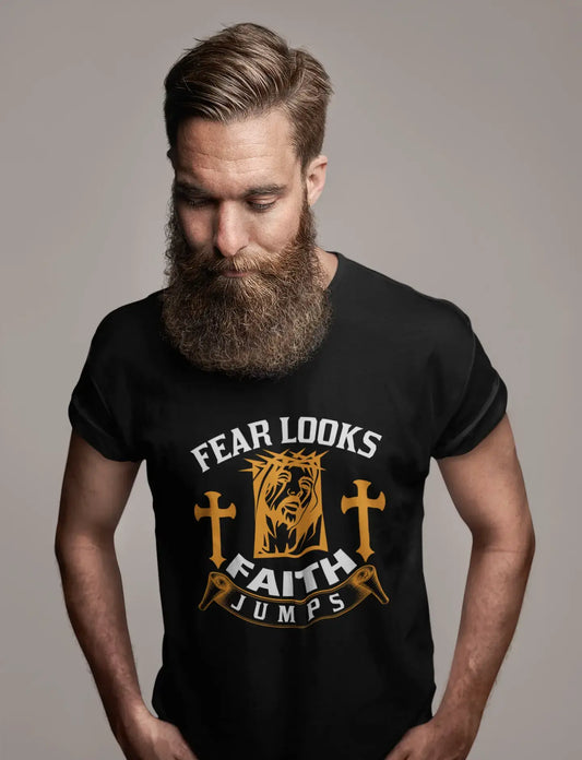 ULTRABASIC Men's T-Shirt Fear Looks Faith Jumps - Christian Religious Shirt