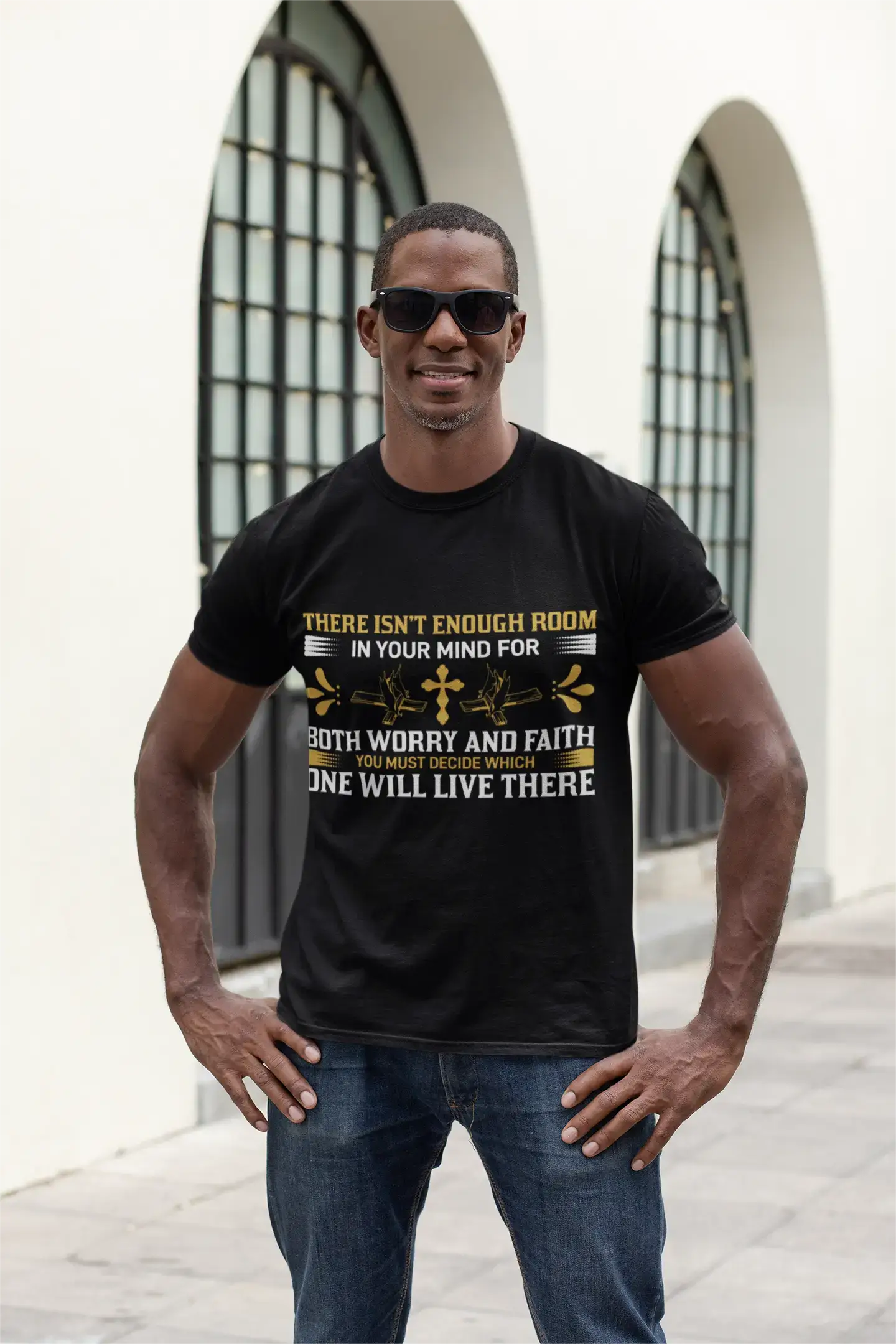 ULTRABASIC Men's T-Shirt Worry or Faith - Choose One - Christian Religious Shirt