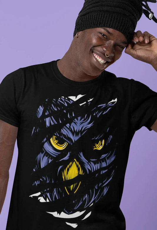 ULTRABASIC Men's Torn T-Shirt Night Owl - Owl Face - Vintage Shirt