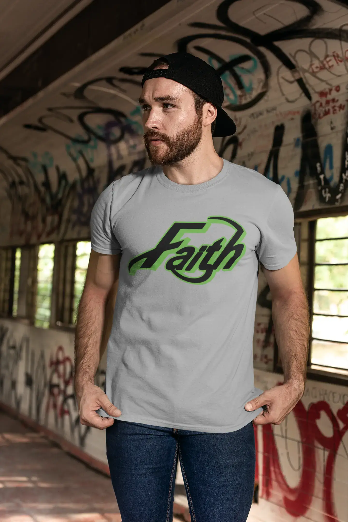 ULTRABASIC Men's T-Shirt Faith - Christ Bible Religious Shirt