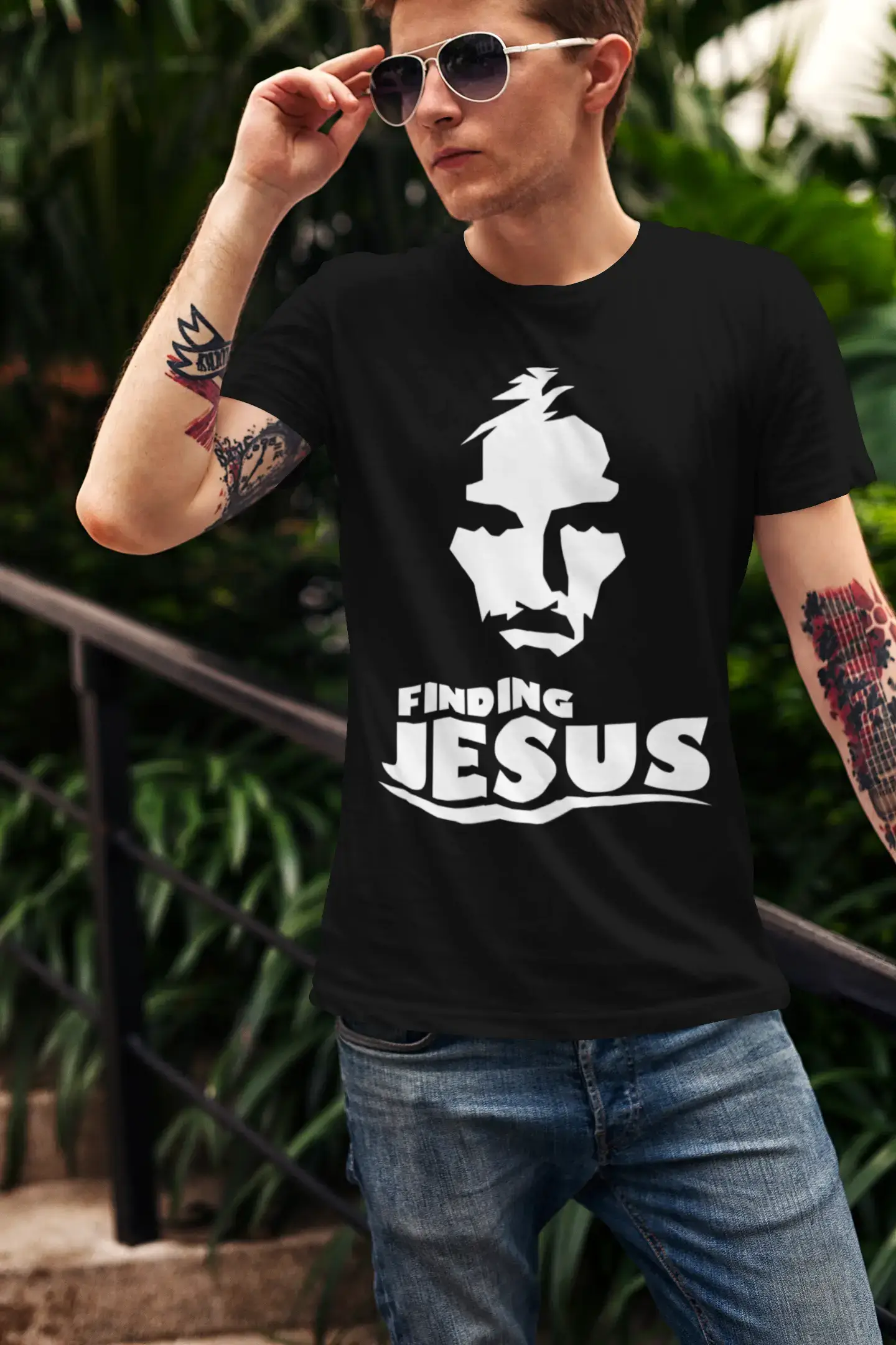 ULTRABASIC Men's Religious T-Shirt Finding Jesus - Faith Bible Christ Shirt