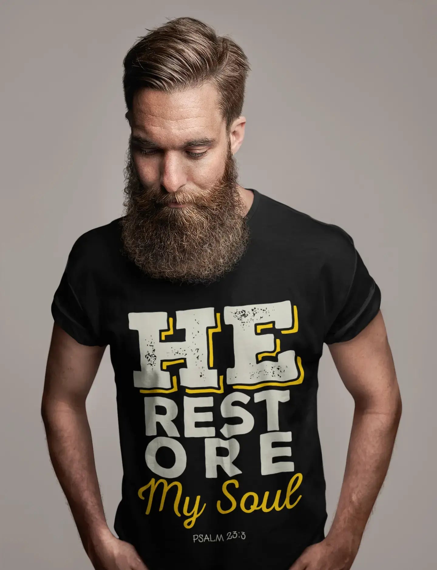 ULTRABASIC Men's Religious T-Shirt He Restored My Soul - Jesus Christ Shirt