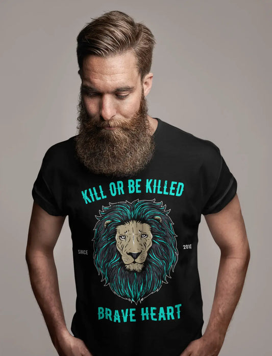 ULTRABASIC Men's Graphic T-Shirt Kill or be Killed - Lion Brave Heart Shirt for Men
