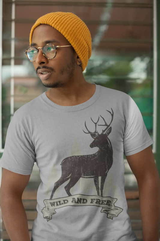 ULTRABASIC Men's Graphic T-Shirt Wild and Free - Animal Deer Shirt for Men
