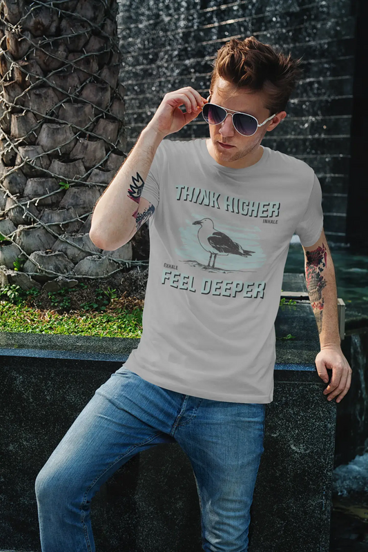 ULTRABASIC Men's Graphic T-Shirt Think Higher Feel Deeper - Bird Shirt for Men