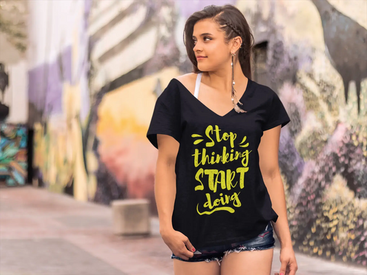 ULTRABASIC Women's T-Shirt Stop Thinking Start Doing - Casual Graphic Shirt