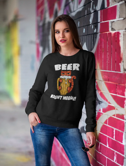 ULTRABASIC Women's Sweatshirt Beer Right Meow - Kitten Funny Cat Sweater