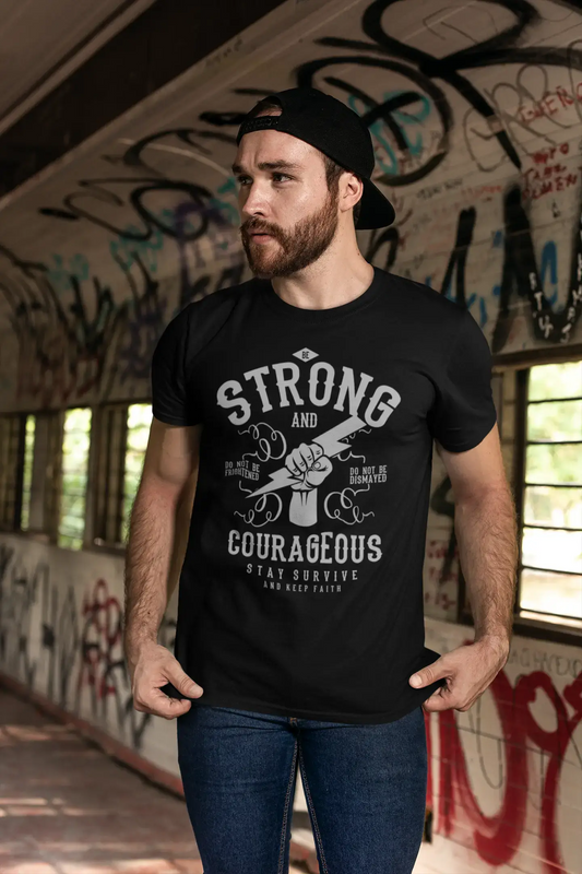 ULTRABASIC Men's T-Shirt Be Strong and Courageous - Thunder Fist Shirt for Men