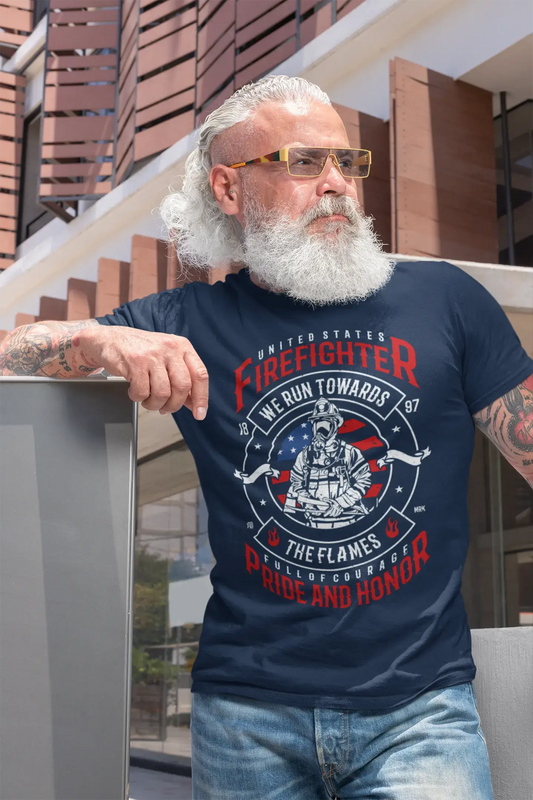 ULTRABASIC Men's T-Shirt US Firefighter - We Run Towards The Flames 1897 - American Flag
