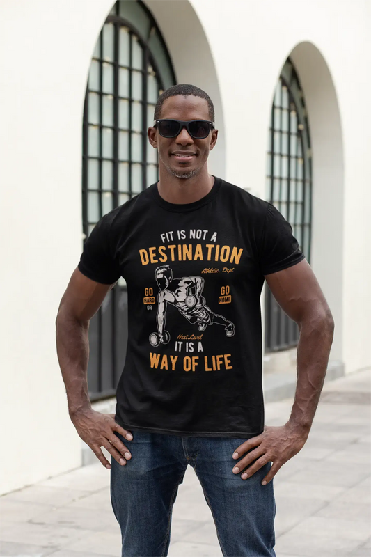 ULTRABASIC Men's T-Shirt Fit Is Not a Destination It Is a Way of Life - Go Hard or Go Home - Gym Motivational Tee Shirt