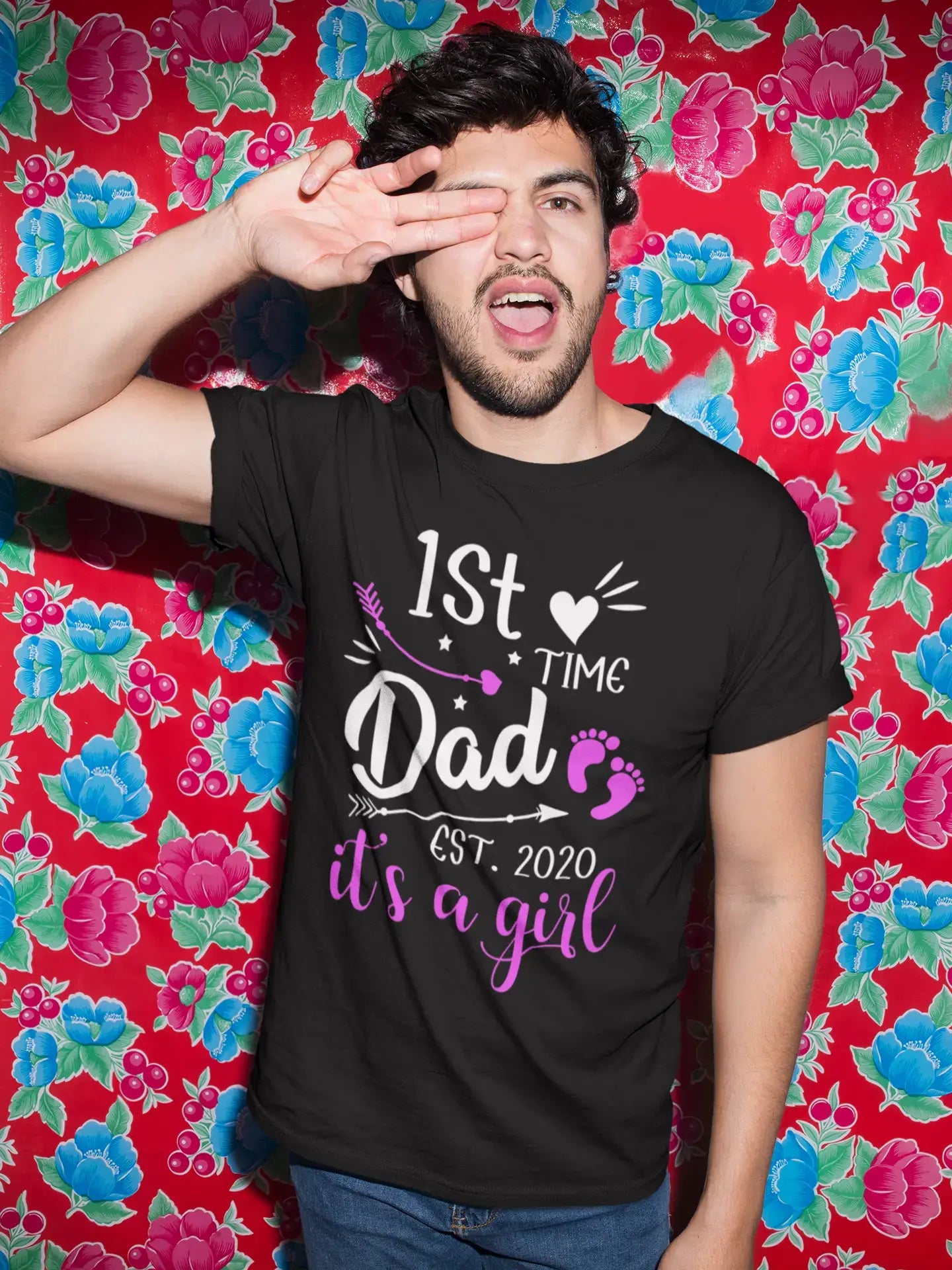 ULTRABASIC Men's Graphic T-Shirt 1st Time Dad Est 2020 It's a Girl - Parenting Time - Father's Day
