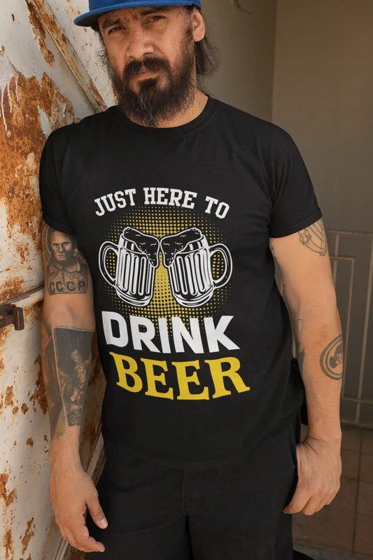 ULTRABASIC Men's Novelty T-Shirt Just Here to Drink Beer - Beer Lover Tee Shirt for Men