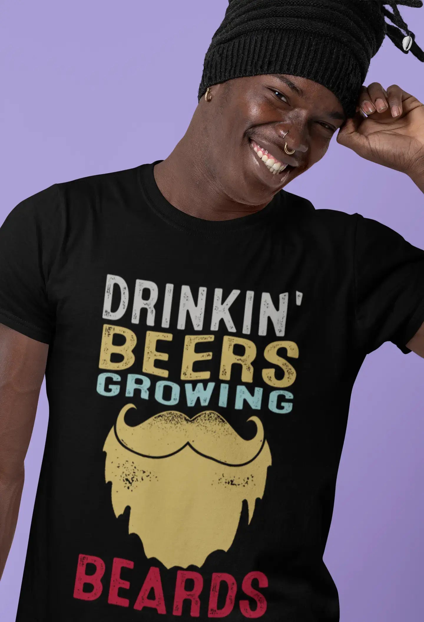 ULTRABASIC Men's Novelty T-Shirt Drinkin' Beers Growing Beards - Funny Beer Lover Tee Shirt