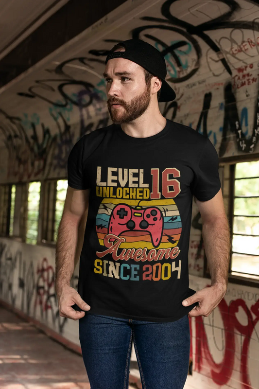 ULTRABASIC Men's Gaming T-Shirt Level 16 Unlocked - Awesome Since 2004 - 16th Birthday Gift