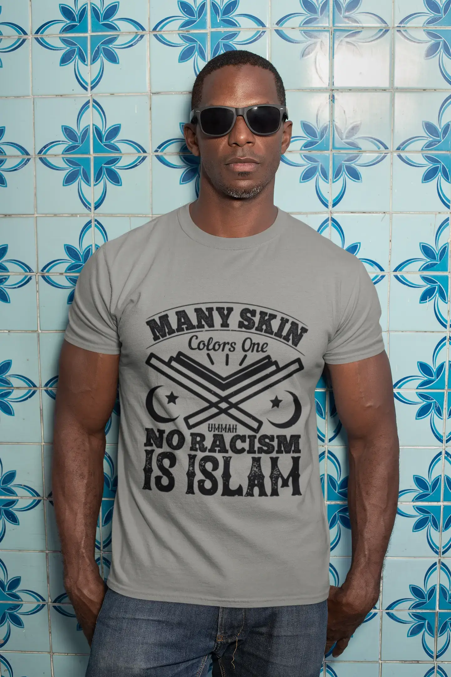 ULTRABASIC Men's T-Shirt No Racism is Islam - Muslim Tee Shirt