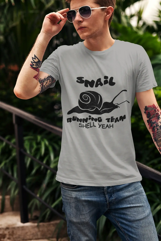 ULTRABASIC Men's Novelty T-Shirt Snail Running Team Shell Yeah - Funny Runner Tee Shirt