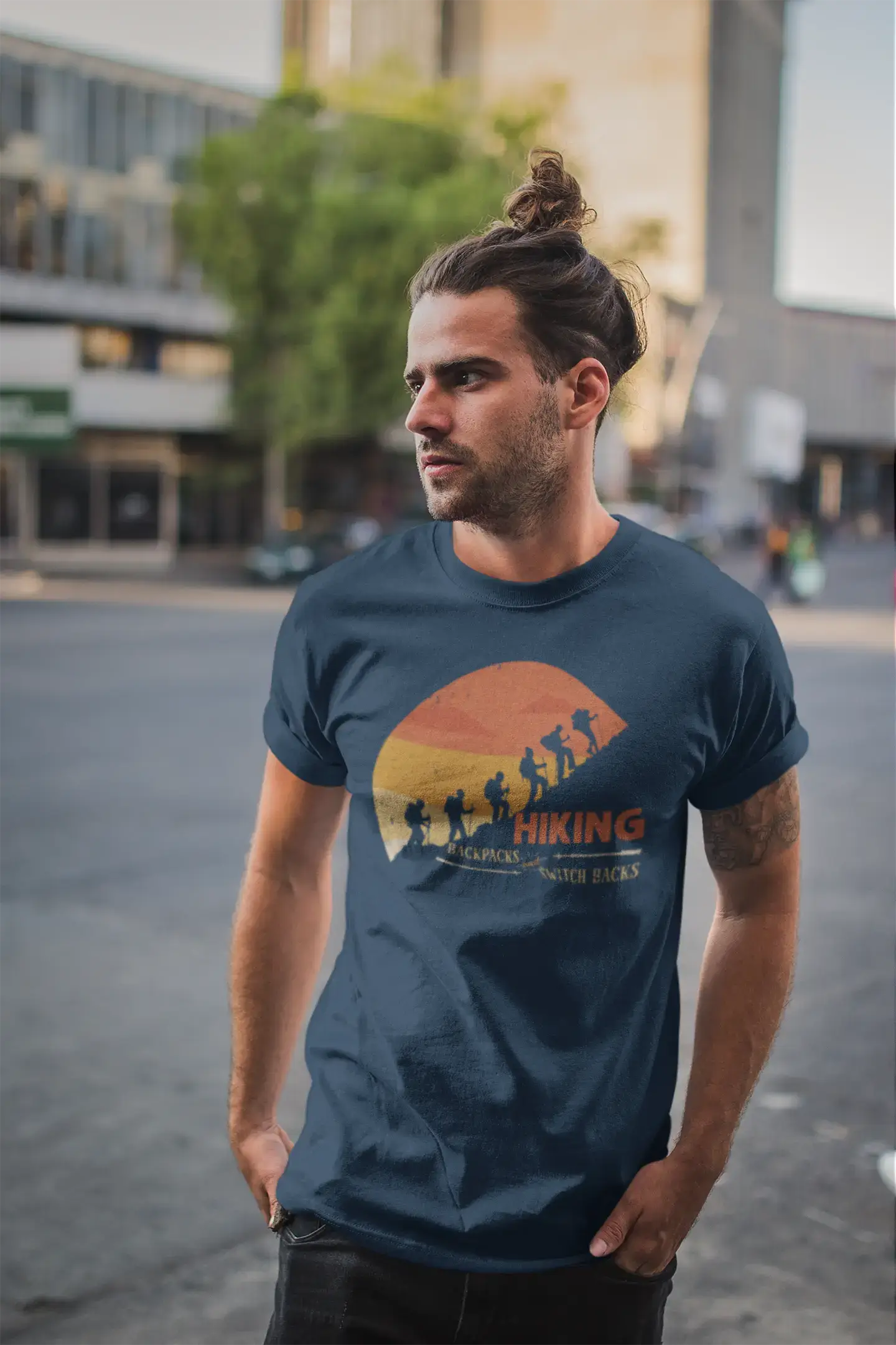 ULTRABASIC Men's T-Shirt Hiking Backpacks and Switch Backs - Mountain Hiker Tee Shirt