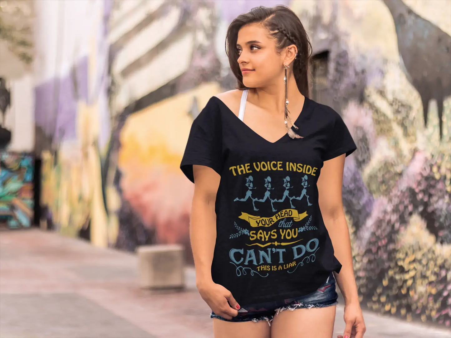 ULTRABASIC Women's T-Shirt The Voice Inside Your Head Says You Can't Do This Is a Liar - Motivational Gift