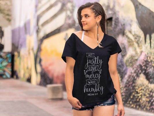 ULTRABASIC Women's T-Shirt Act Justly Love Mercy Walk Humbly - Micah Tee Shirt Tops