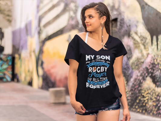 ULTRABASIC Women's T-Shirt My Son is Totally My Most Favorite Rugby Player Tee Shirt