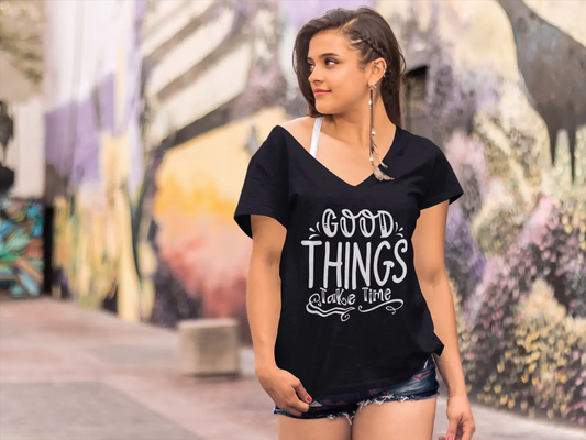 ULTRABASIC Women's T-Shirt Good Things Take Time - Short Sleeve Tee Shirt Tops