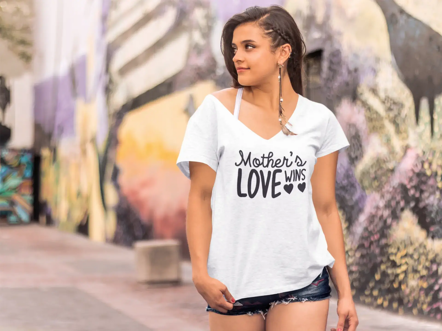 ULTRABASIC Women's T-Shirt Mother's Love Wins - Short Sleeve Tee Shirt Tops