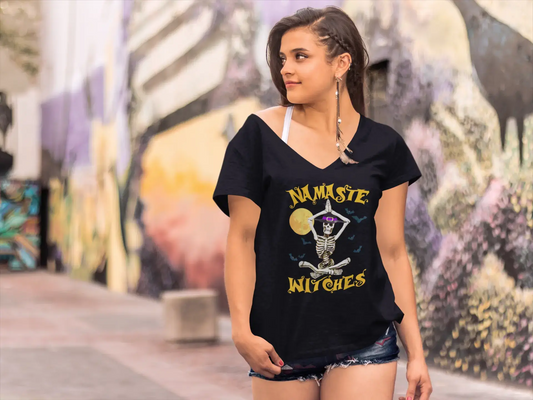 ULTRABASIC Women's V-Neck Namaste Witches - Funny Yoga Peace Tee Shirt