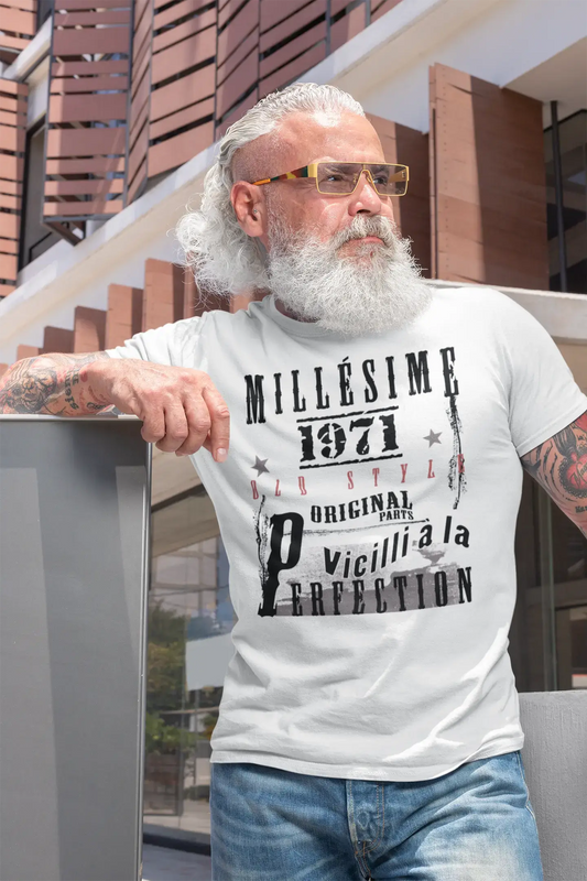1971,birthday gifts for him,birthday t-shirts,Men's Short Sleeve Round Neck T-shirt , FR Vintage White Men's 00135