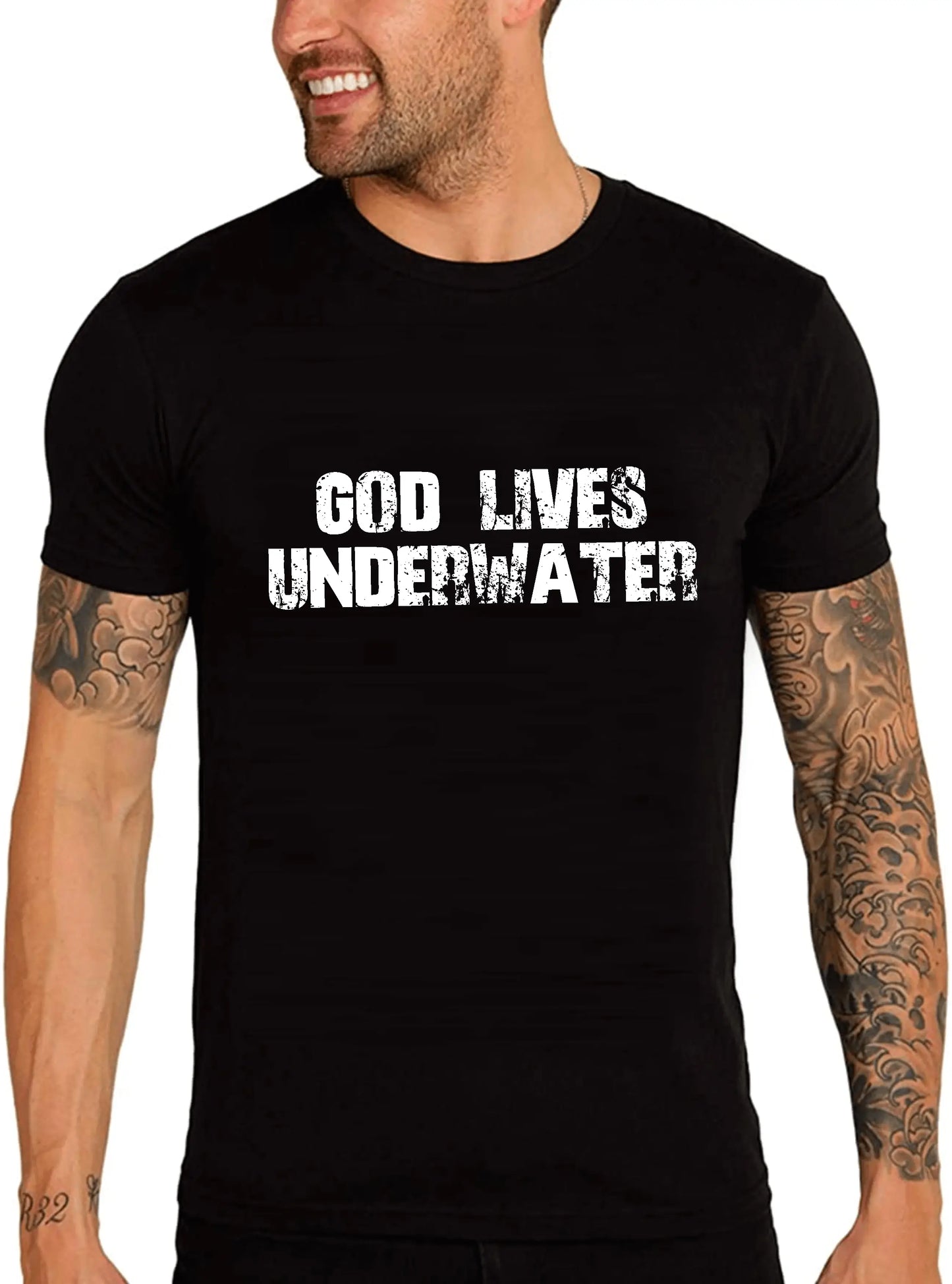 Men's Graphic T-Shirt God Lives Underwater Eco-Friendly Limited Edition Short Sleeve Tee-Shirt Vintage Birthday Gift Novelty