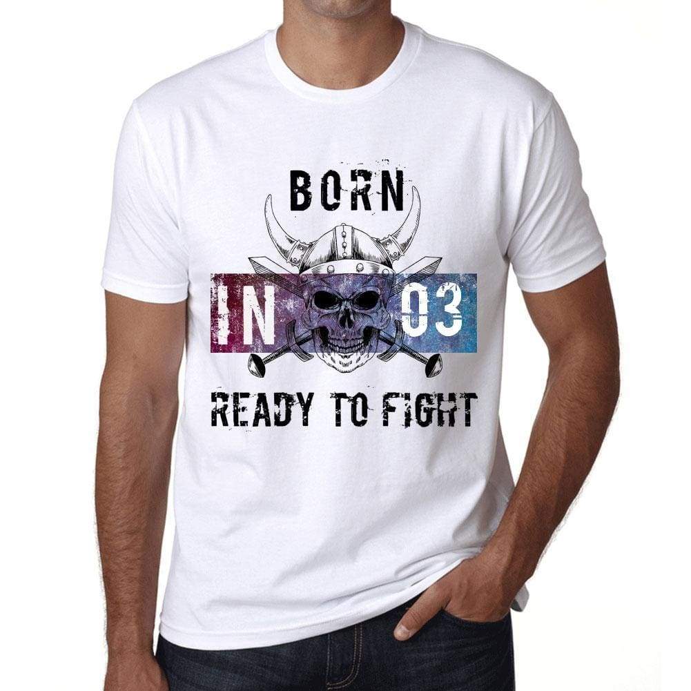 03, Ready to Fight, Men's T-shirt, White, Birthday Gift 00387 - Ultrabasic