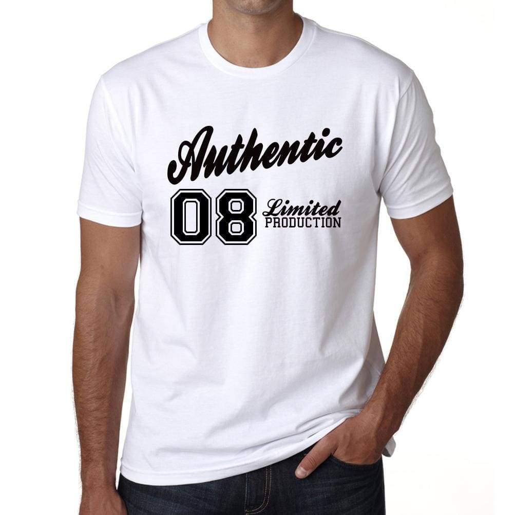 08, Authentic, White, Men's Short Sleeve Round Neck T-shirt 00123 - Ultrabasic