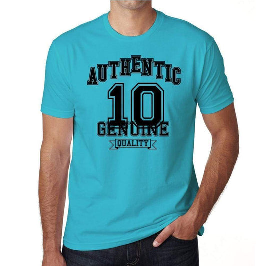 10, Authentic Genuine, Blue, Men's Short Sleeve Round Neck T-shirt 00120 - ultrabasic-com