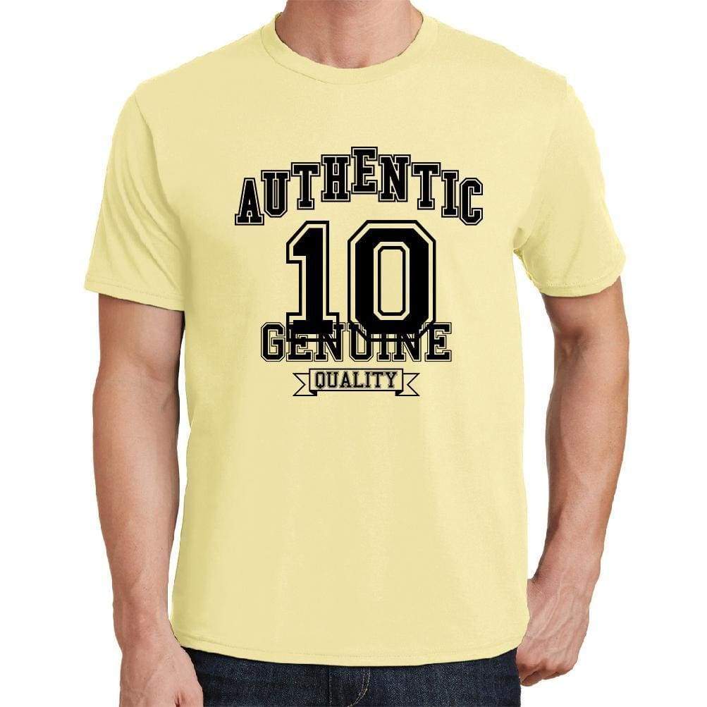 10, Authentic Genuine, Yellow, Men's Short Sleeve Round Neck T-shirt 00119 - ultrabasic-com