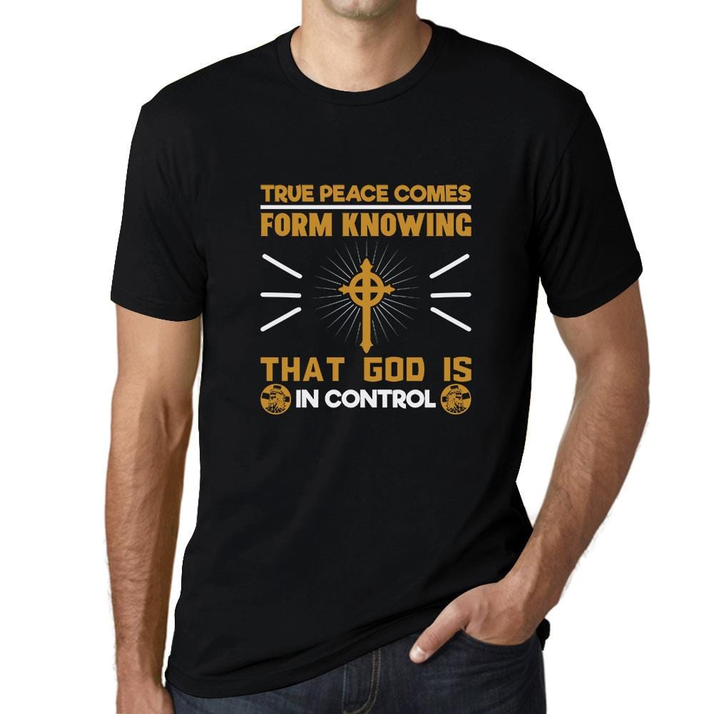 ULTRABASIC Men's T-Shirt True Peace God Control - Christian Religious Shirt religious t shirt church tshirt christian bible faith humble tee shirts for men god didnt send you playeras frases cristianas jesus warriors thankful quotes outfits gift love god love people cross empowering inspirational blessed graphic prayer