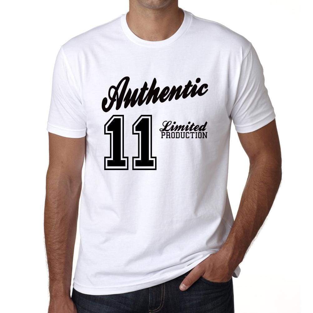 11, Authentic, White, Men's Short Sleeve Round Neck T-shirt 00123 - Ultrabasic