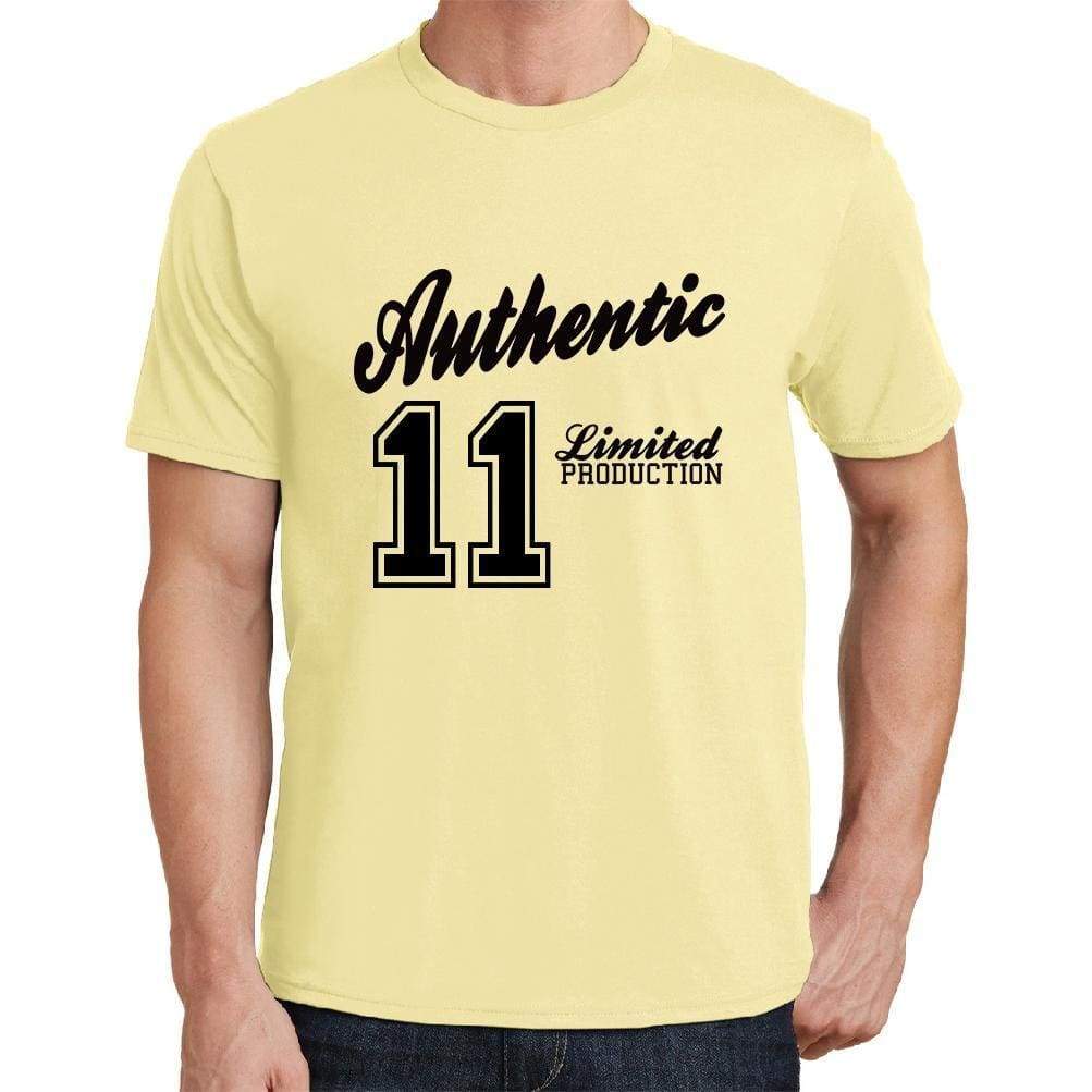 11, Authentic, Yellow, Men's Short Sleeve Round Neck T-shirt - ultrabasic-com