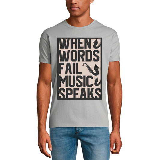 ULTRABASIC Men's T-Shirt When Words Fail Music Speaks - Saxophone Shirt for Musican
