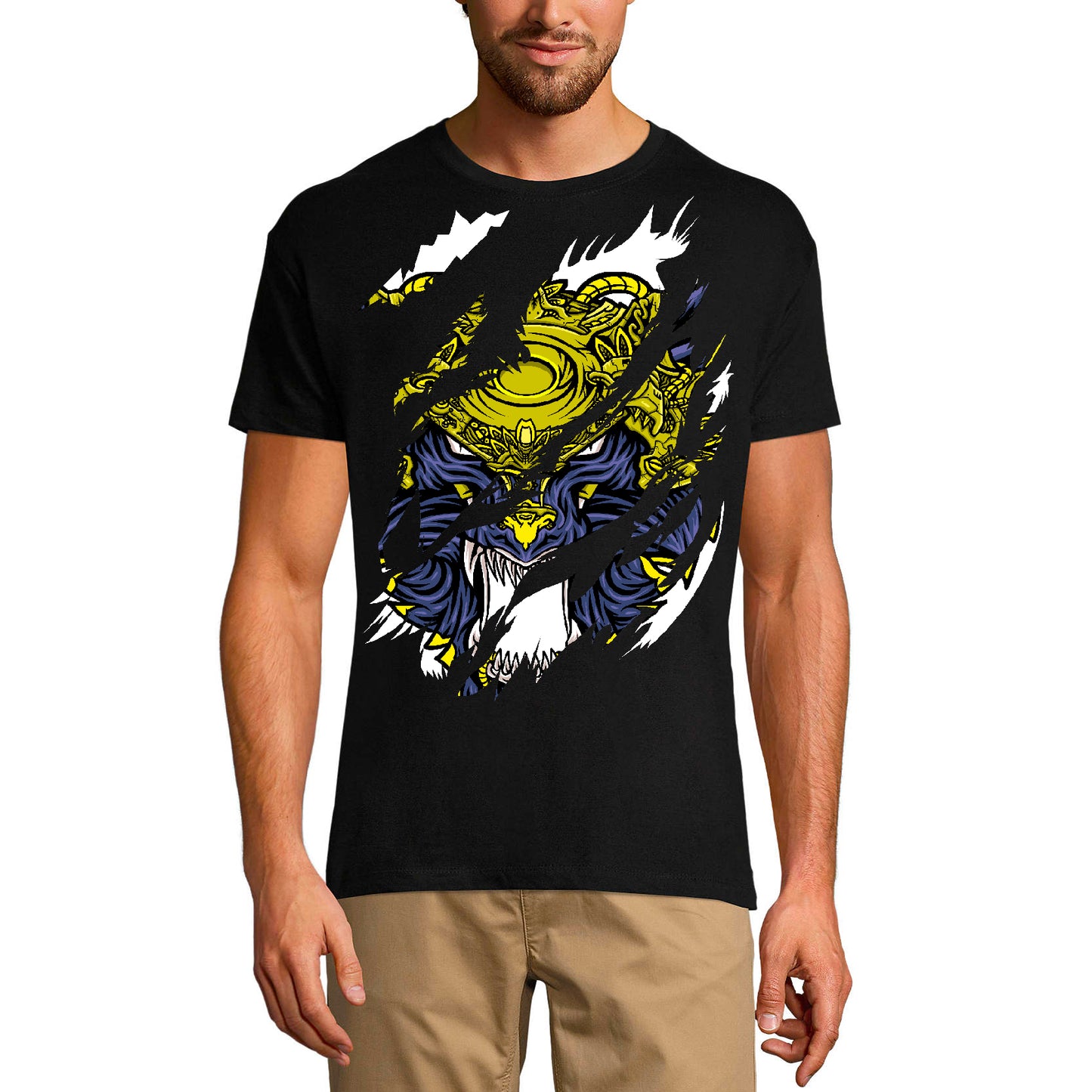 ULTRABASIC Men's Torn T-Shirt Angry Animal - Mad Graphic Vintage Shirt for Men