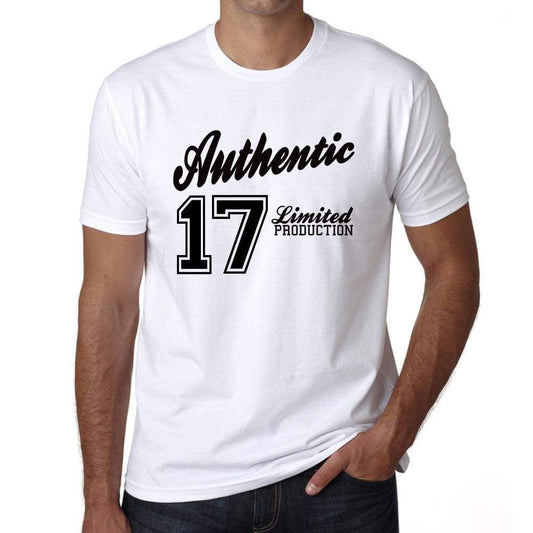17, Authentic, White, Men's Short Sleeve Round Neck T-shirt 00123 - ultrabasic-com